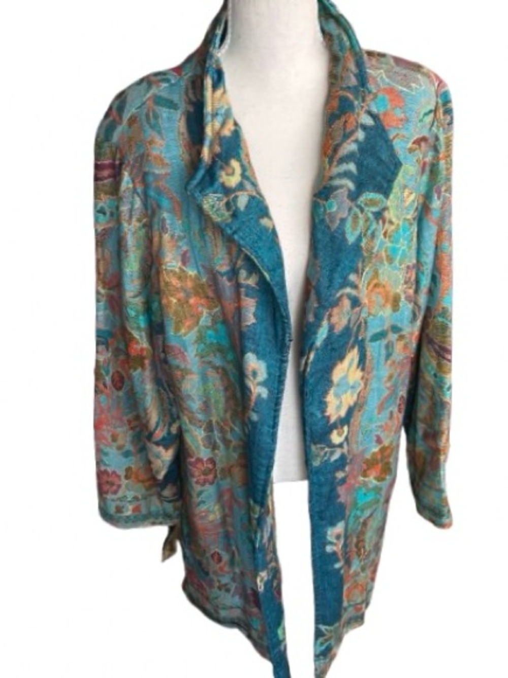 NWT Y2K 1X SOFT SURROUNDINGS Aqua Turquoise Wool Blend Jacket Vintage Boho Plus